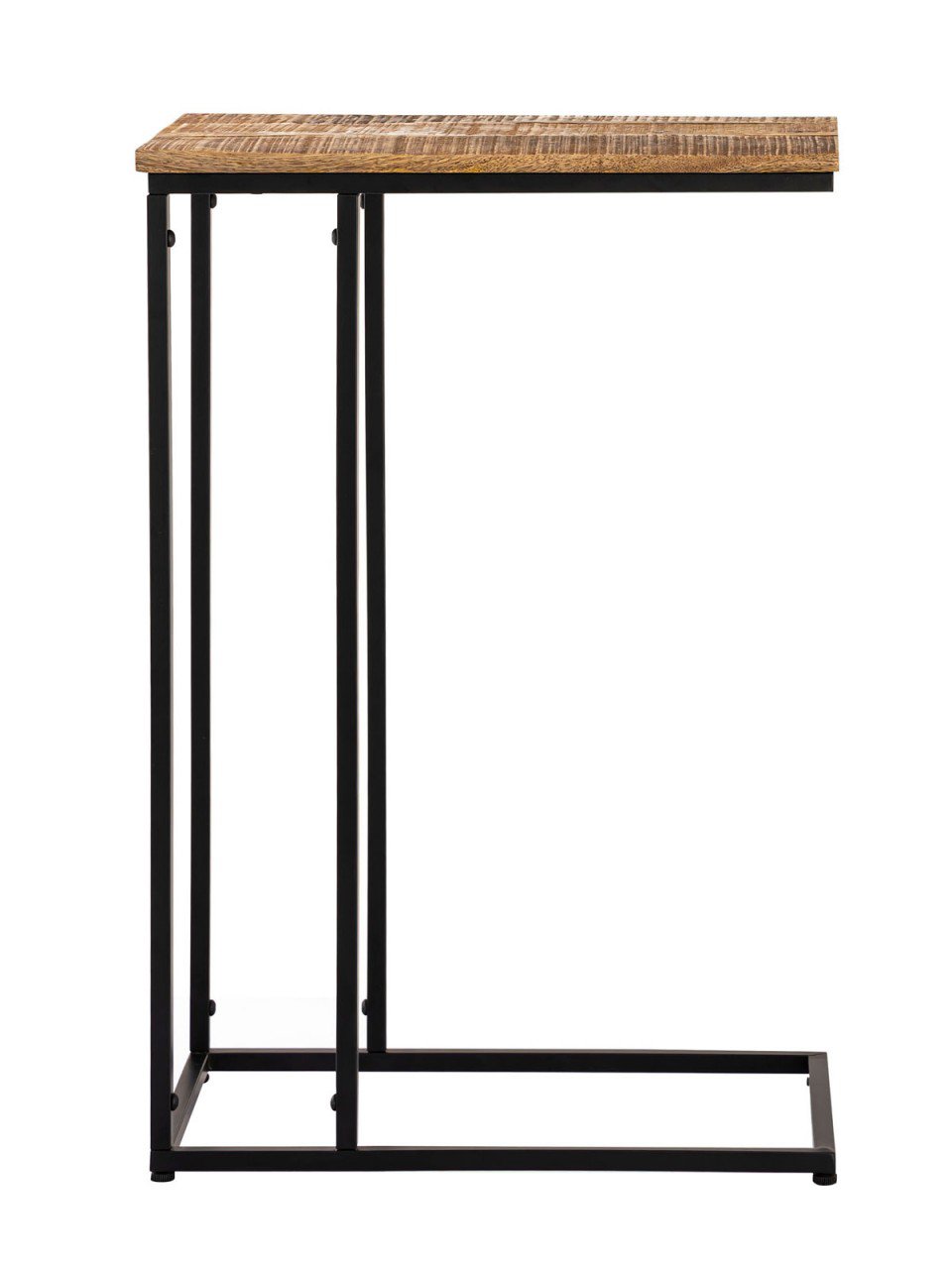 Bijzettafel hout 25x60x40cm duurzame banktafel laptoptafel C-tafel Toronto metalen frame