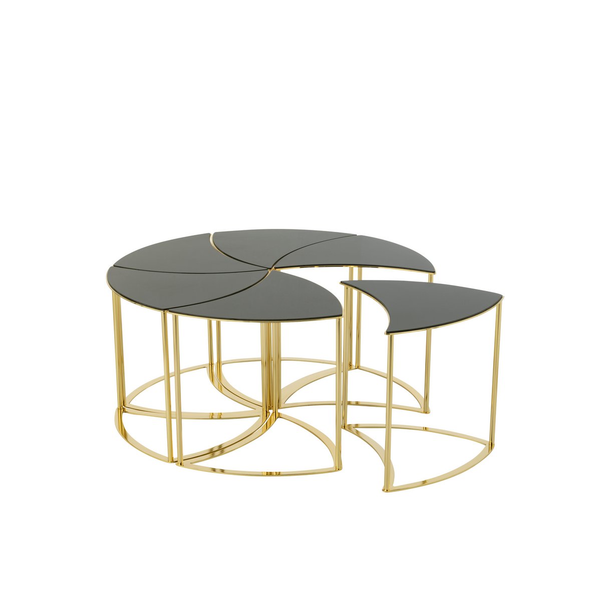 J-Line Set Van 6 Tafels Tornado Goud Metaal/Mdf/Glas