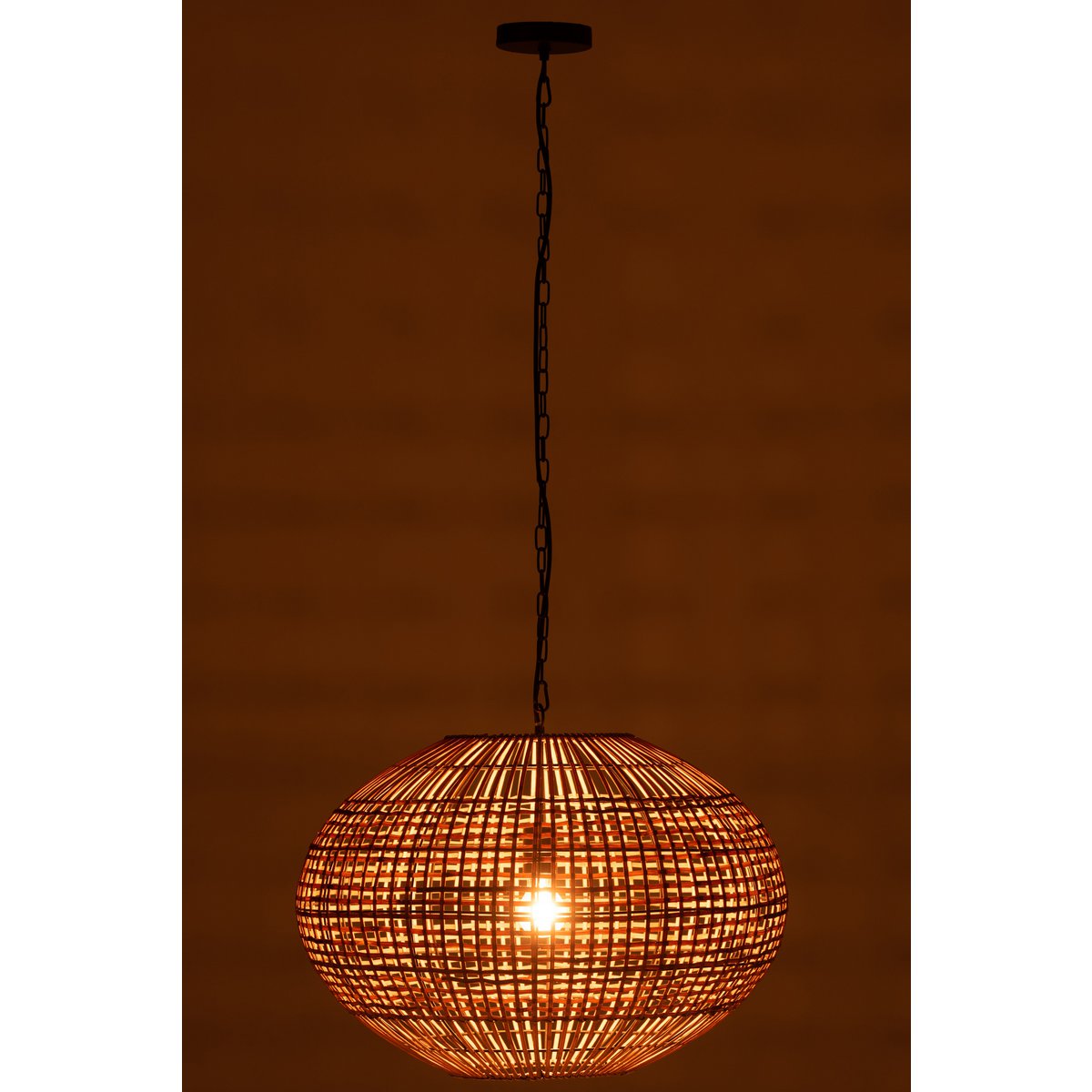 J-Line Rattan hanglamp - jute - naturel - woonaccessoires