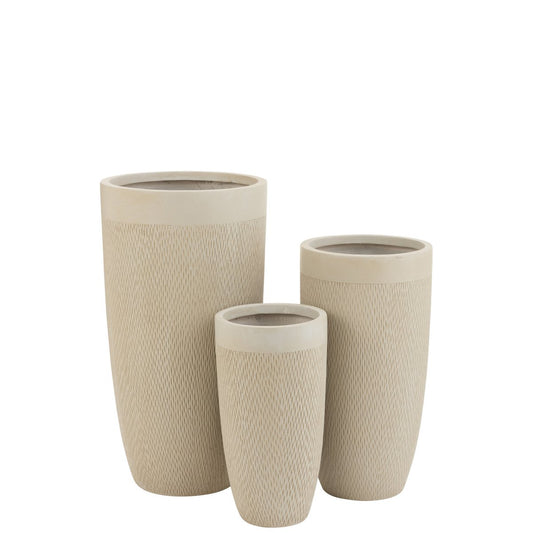 J-Line Set Van 3 Vazen Rond Hoog Klei Beige