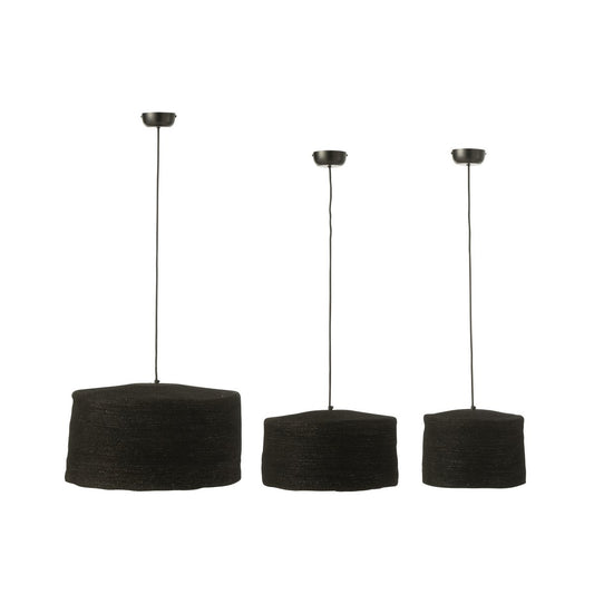 J-Line Set Van 3 Hangende Lamp Moonj Gras Zwart