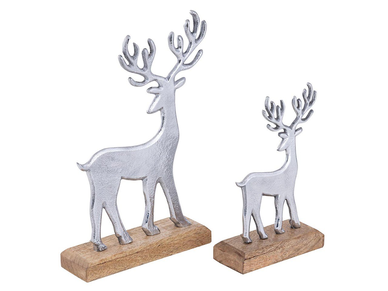 Decoratieve figurenset van 2 hertenstandaard 14/20x22/32cm decoratief figuur aluminium mangohout