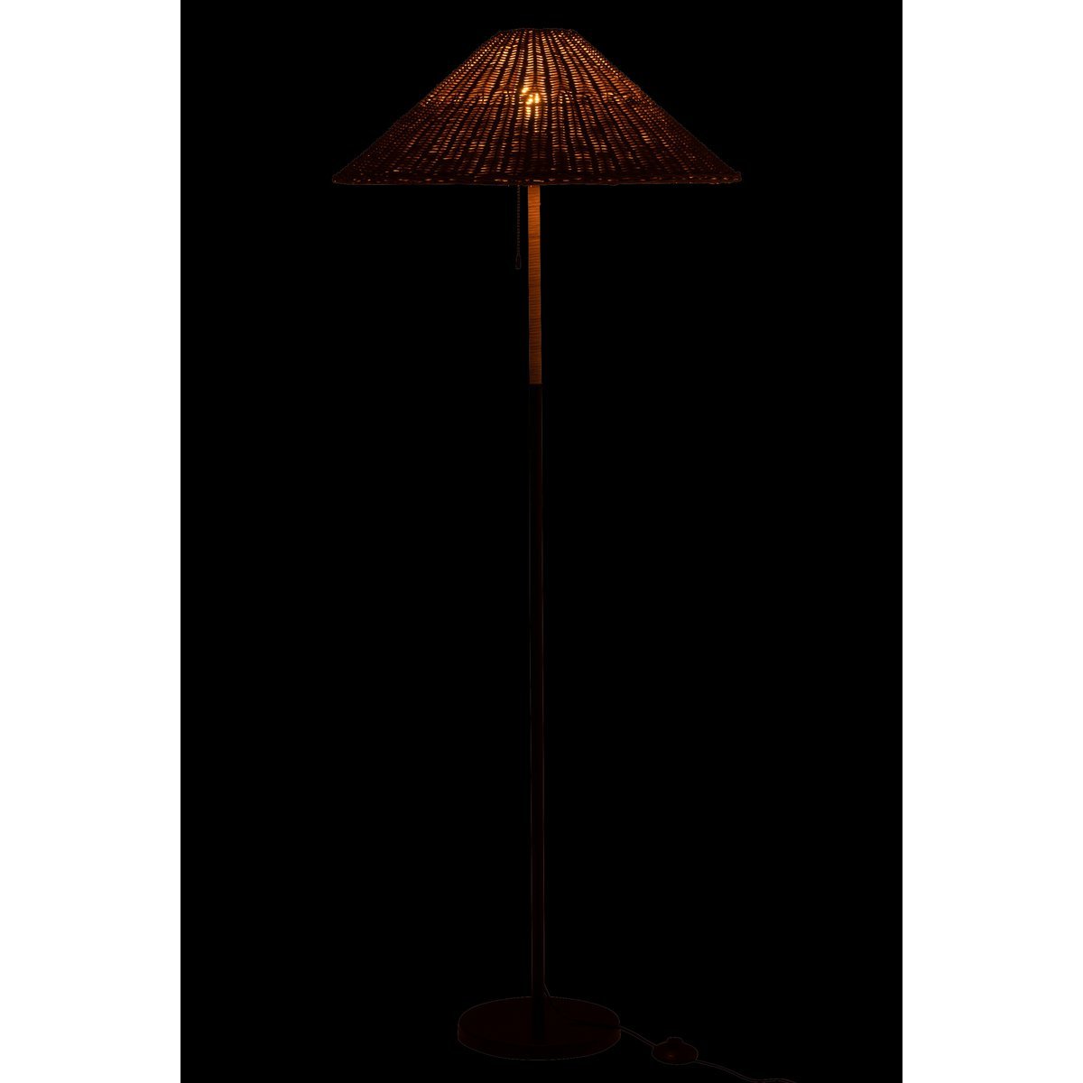 J-Line Staande Lamp Metaal/Rattan Zwart/Naturel