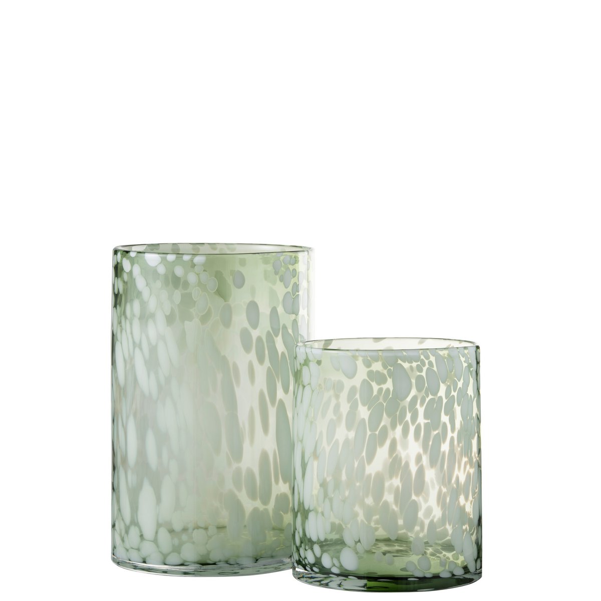 J-Line Bloemenvaas Spikkel Glas Groen/Wit Large
