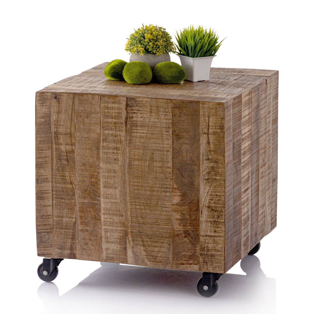 Salontafel vierkant 45 x 45 x 45 cm bijzettafel bloementafel duurzaam mango recuperatiehout