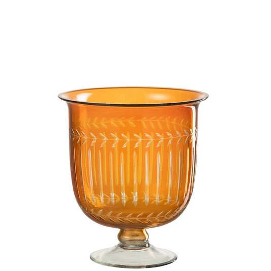 J-Line Vaas Romeins Hals Glas Oranje - 24.5 cm hoog
