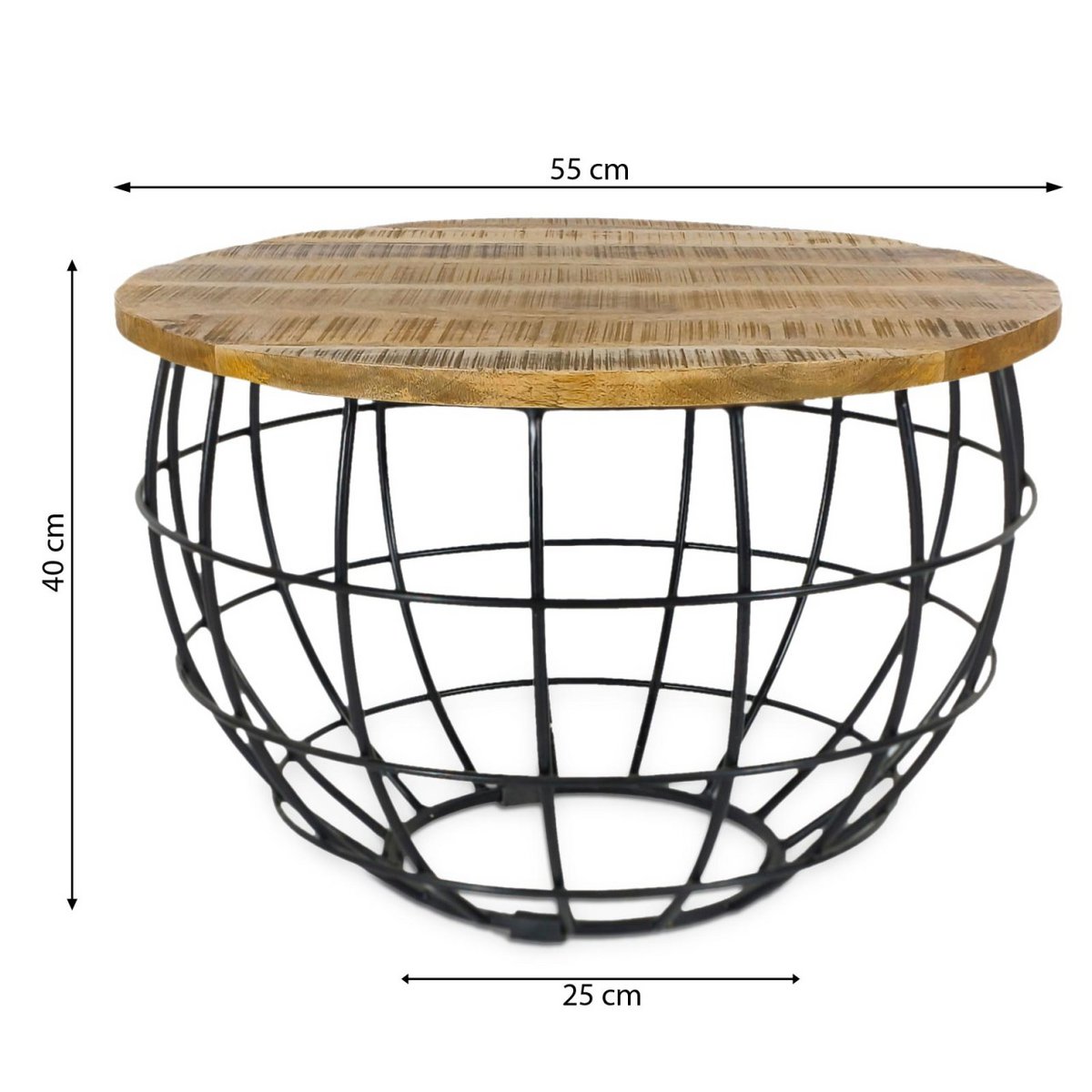 Bijzettafel duurzame salontafel woonkamertafel rond Lexington ø 55 cm massief metalen frame