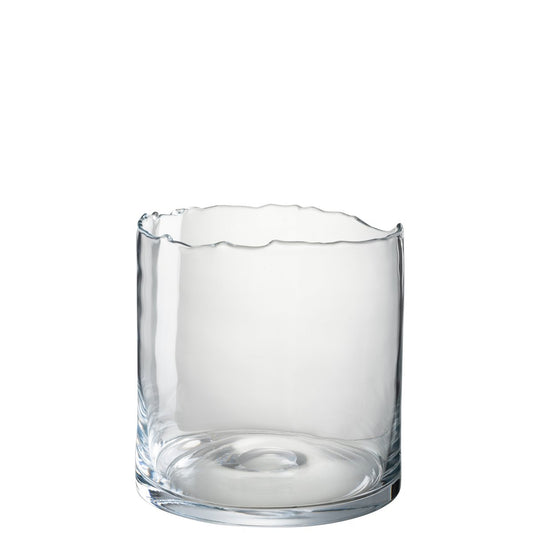J-line Windlicht Driehoeken Strepen Glas Bruin S