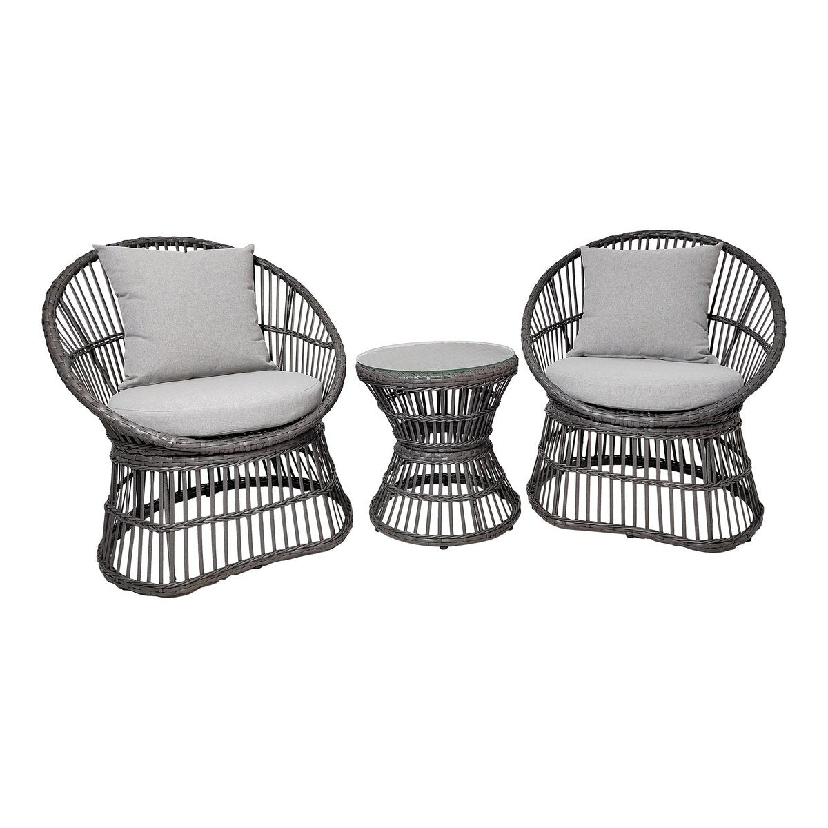 Natal Lounge Set - Loungeset, rotan, grijs, incl. Kussens