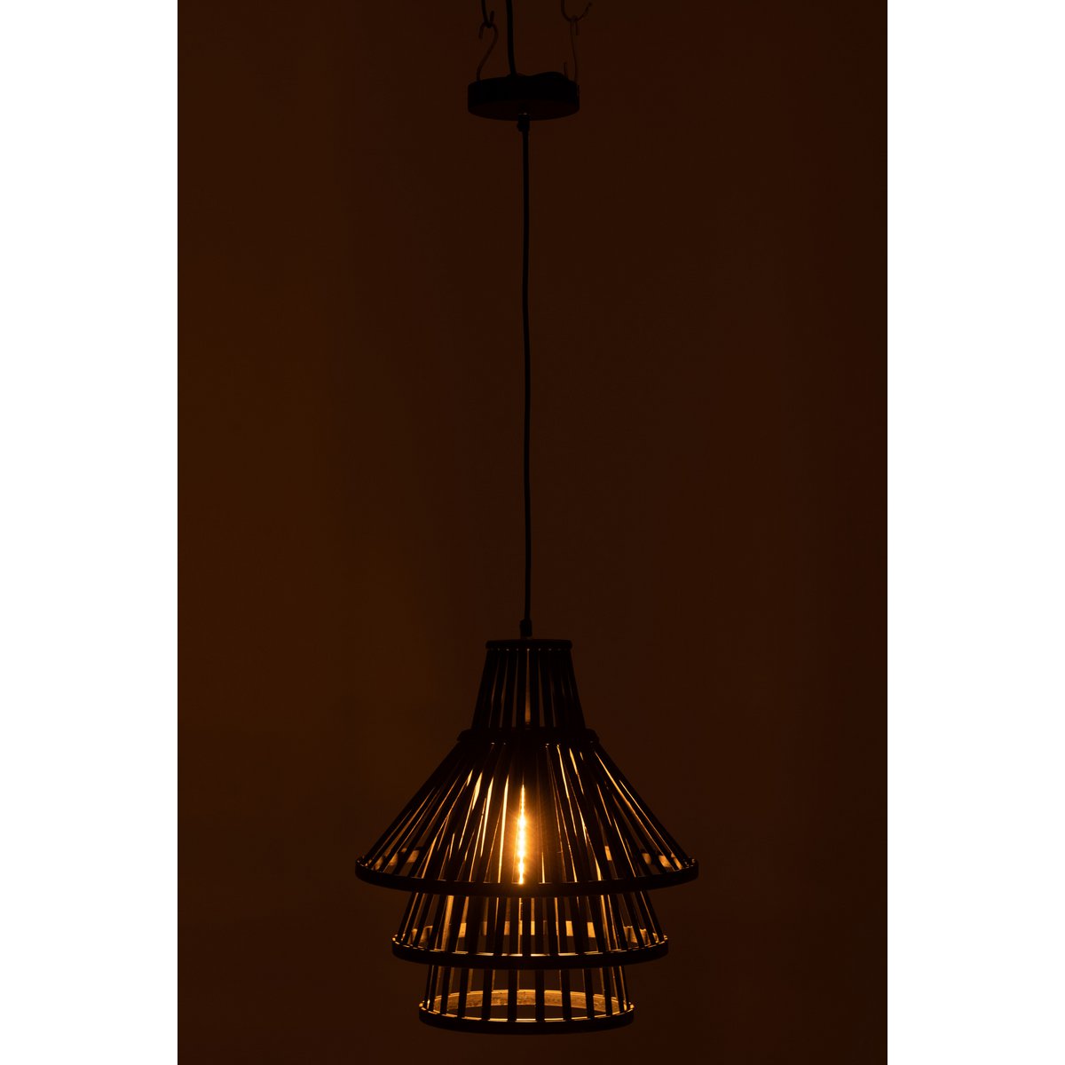 J-Line Hanglamp Lagen Bamboo Zwart Medium