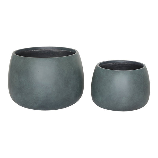 Stanbury Pot - Pot, fiberclay, zwart/groen, set van 2
