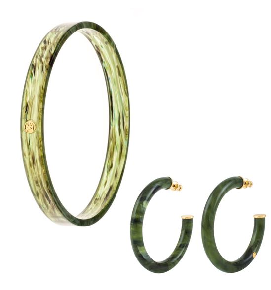 Bijoux Kocher set van LUNA Oorringen en Armband Smaragdgroen