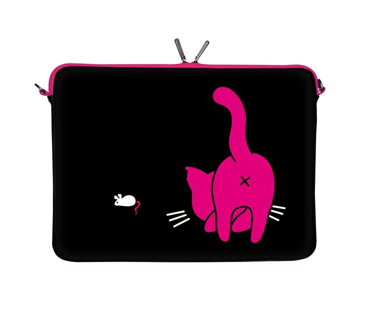 Digittrade Designer Laptoptas Kitty to Go Muis 15 inch Neopreen achterkant