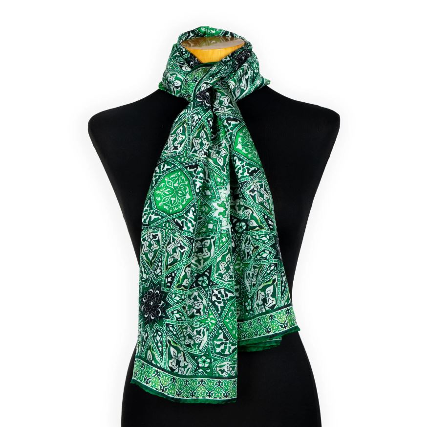 Hamzah Zijden Sjaal groen geknoopt