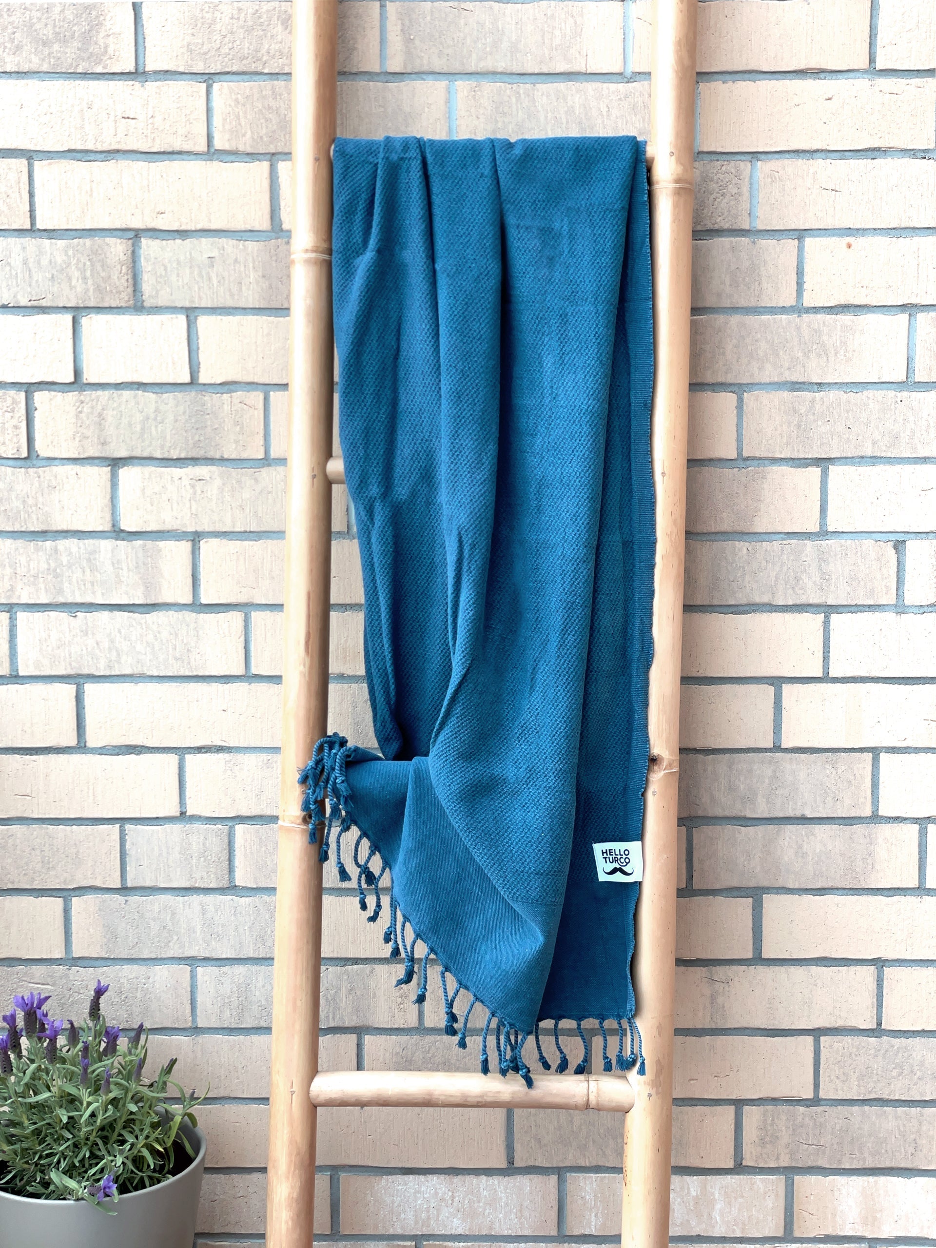 Handgeweven Turkse handdoek blauw