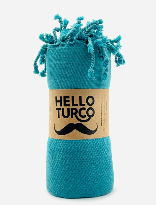 Handgeweven Turkse handdoek turquoise
