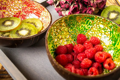 Makapli Kokosnootkom 12cm groen goud eierschaal voedsel