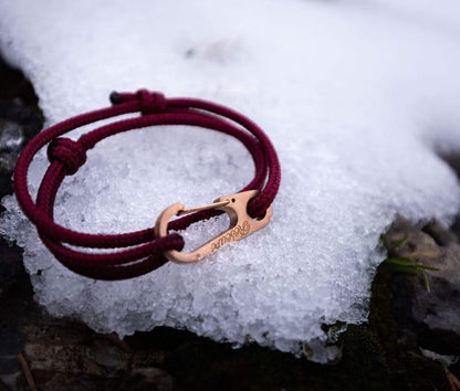 Rescapé France Herenarmband paracord La Tournette Mousqueton Or Rose schuifknopen