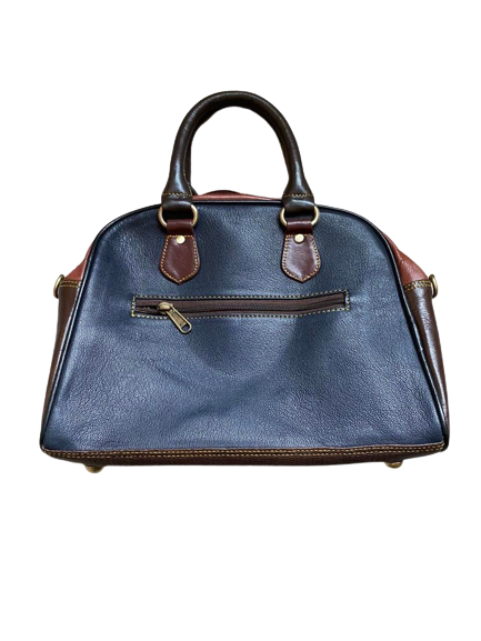 vanMauZ leren dierenprint tas Benthe bruin met bruine bodem