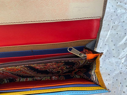 vanMauZ leren Portemonnee Envelope dierenprint beige bruin binnenkant