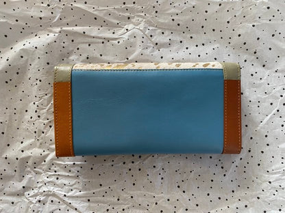 vanMauZ leren Portemonnee Envelope dierenprint grijs blauw achterkant