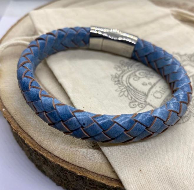 Chic Le Freak Armband gevlochten leder vintage blauw