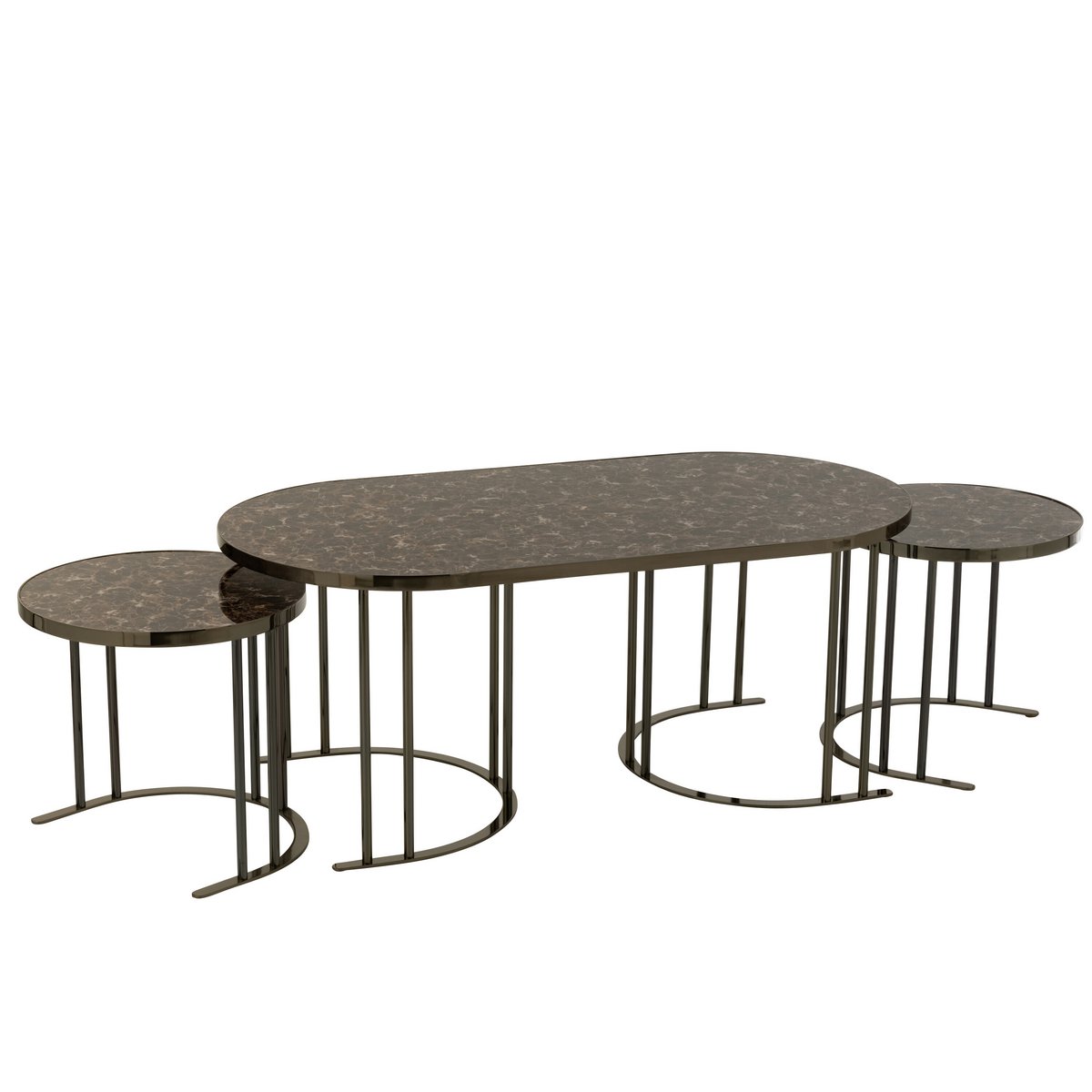 J-Line Set Van 3 Salontafels   Zilver/Bruin Metaal/Mdf - 120.00 x 60.00 x 48.00 cm