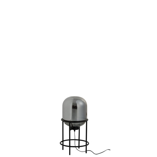 J-Line Lamp Op Voet Sasha Glas/Metaal Zilver/Zwart Small