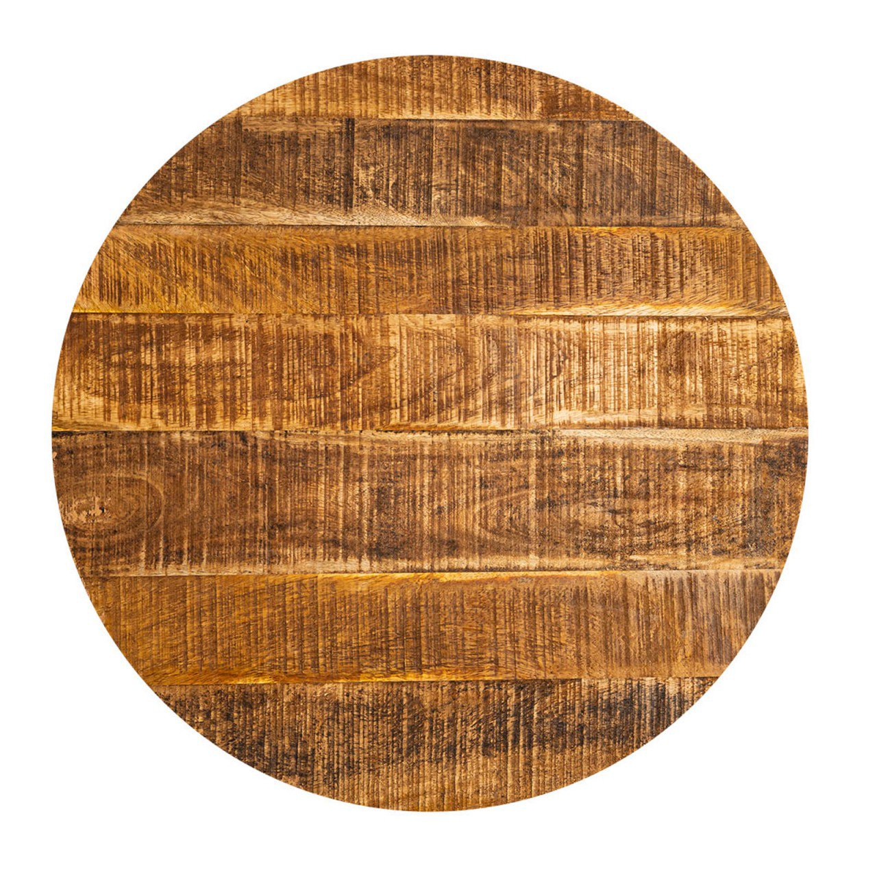 Salontafel rond massief hout ø 56cm woonkamertafel bijzettafel La Palma metalen frame zwart