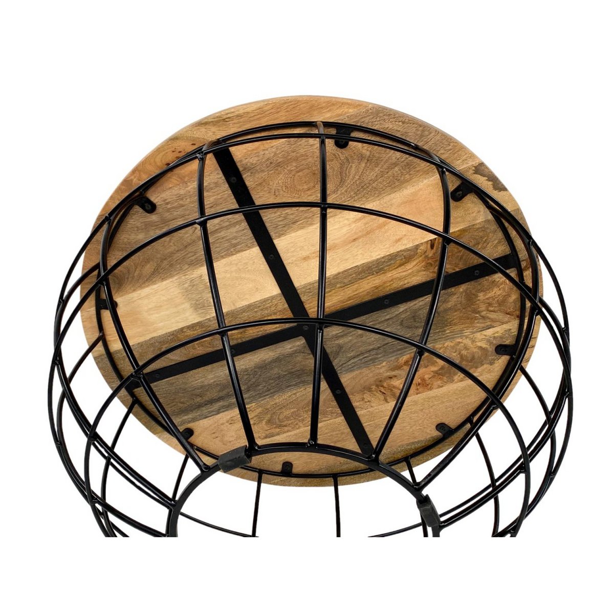 Salontafel rond duurzaam Lexington ø 75 cm metalen rooster draadframe massief houten woonkamertafel