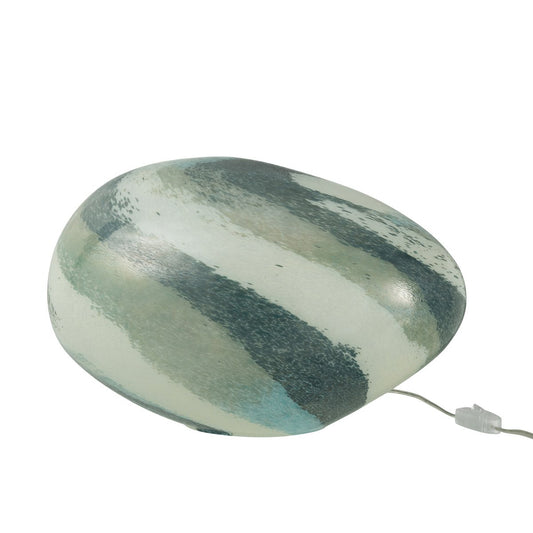 J-Line Dany Strepen Ovaal tafellamp - glas - blauw & groen - woonaccessoires