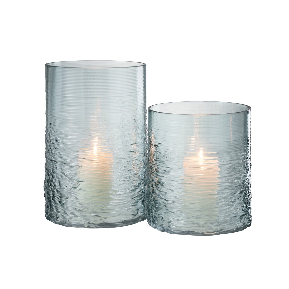 J-Line Windlicht Zee Glas Blauw Large