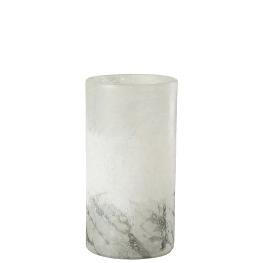 J-Line Vaas Scavo Cilinder Glas Grijs Medium - 28 cm hoog