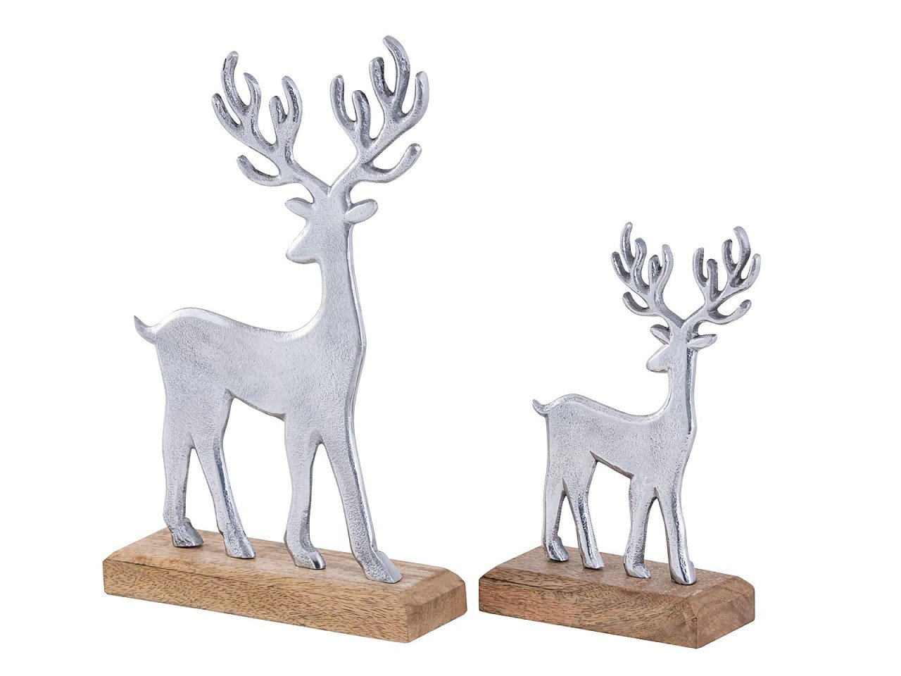 Decoratieve figurenset van 2 hertenstandaard 14/20x22/32cm decoratief figuur aluminium mangohout