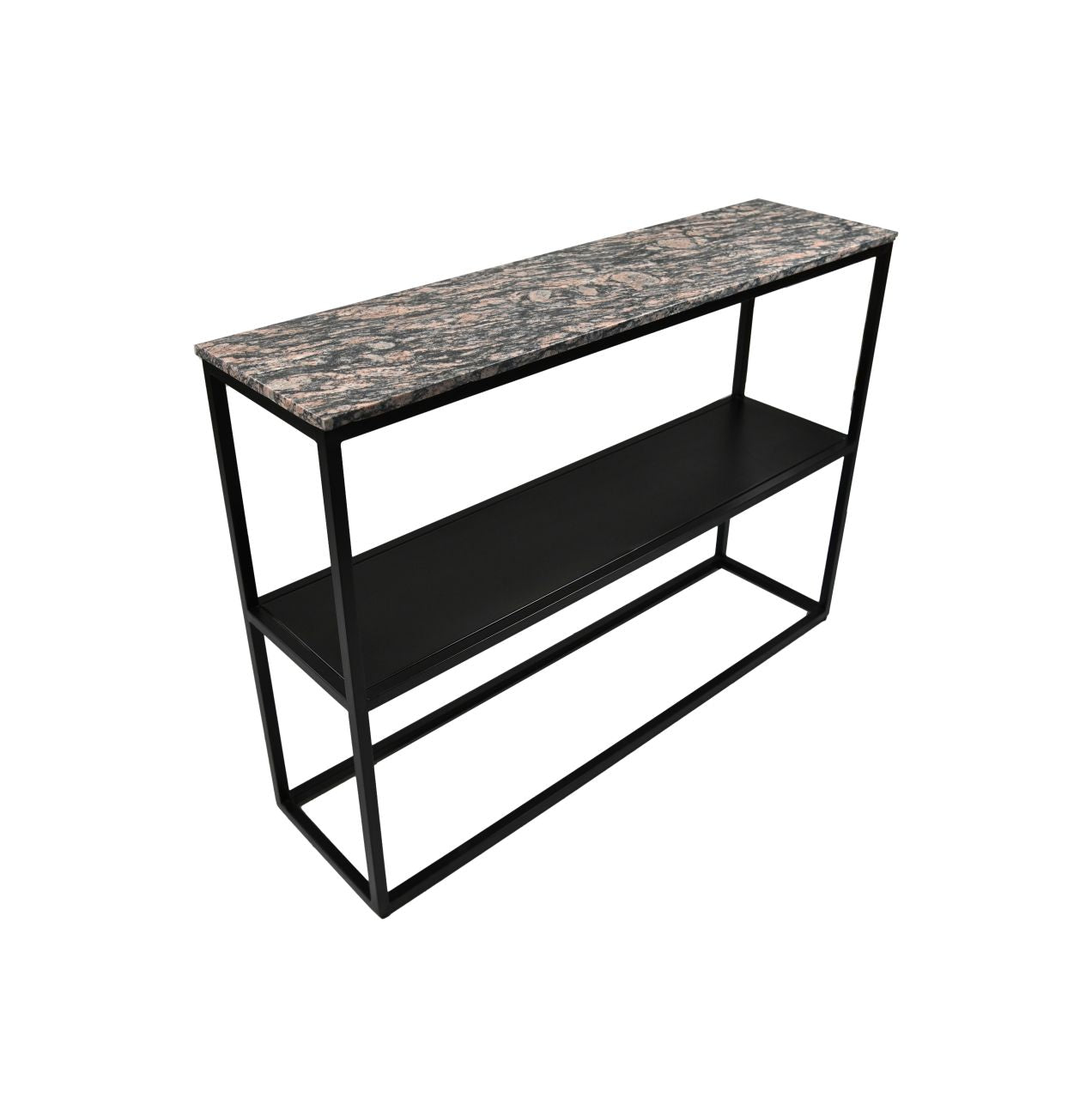 Console tafel Marseille - 120x32x85 - Bruin/zwart - Marmer/metaal