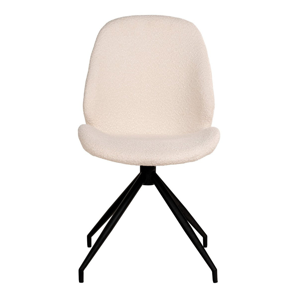 Monte Carlo Dining Chair - Eetkamerstoel in bouclé met draaibaar onderstel, wit met zwarte poten, HN1232