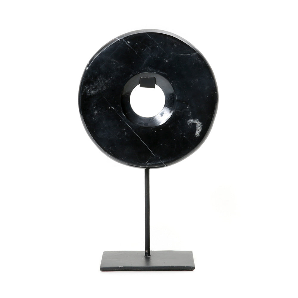 De Marmeren Disc op Stand - Zwart - M