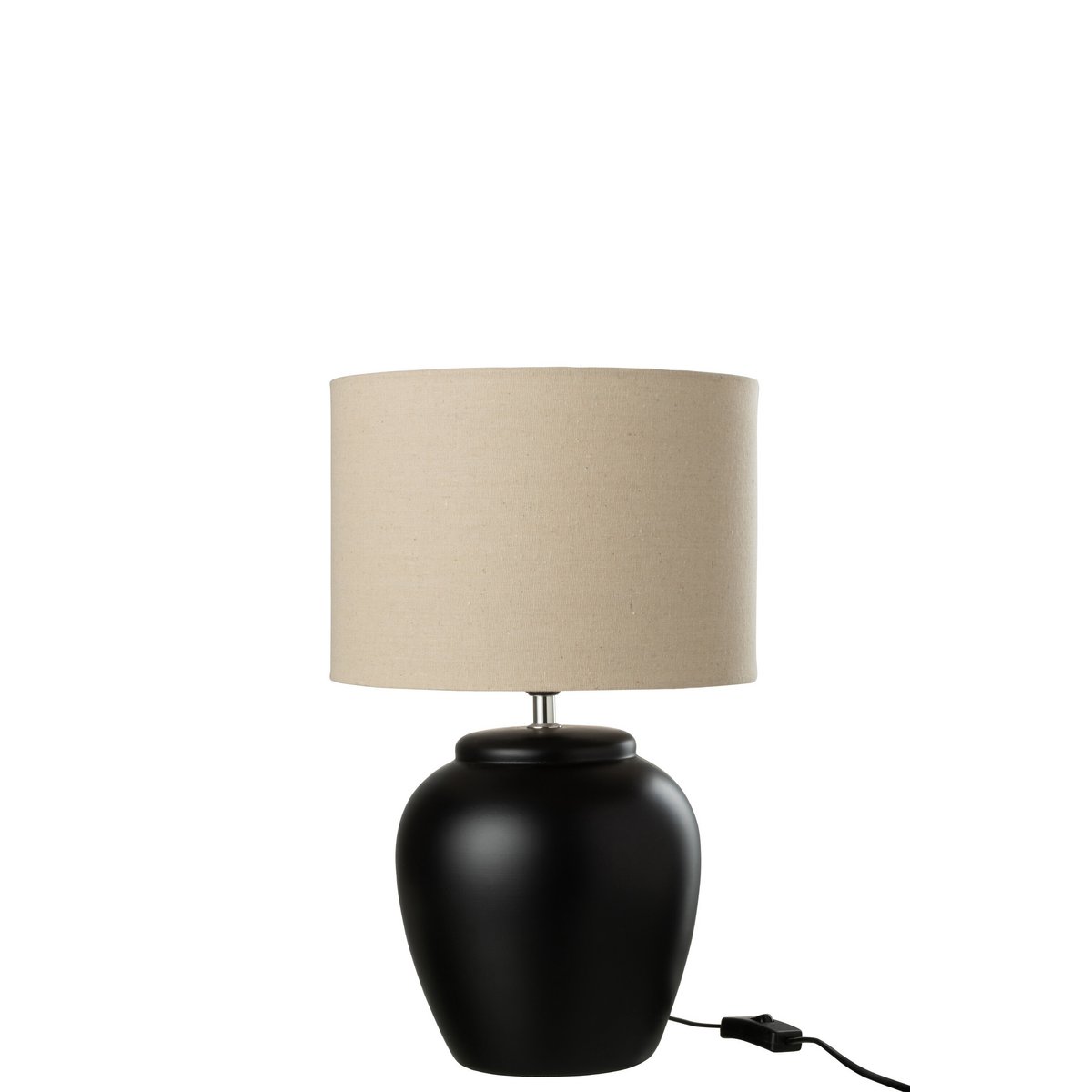 J-Line Lamp Meli + Kap Keramiek Linnen Zwart Small