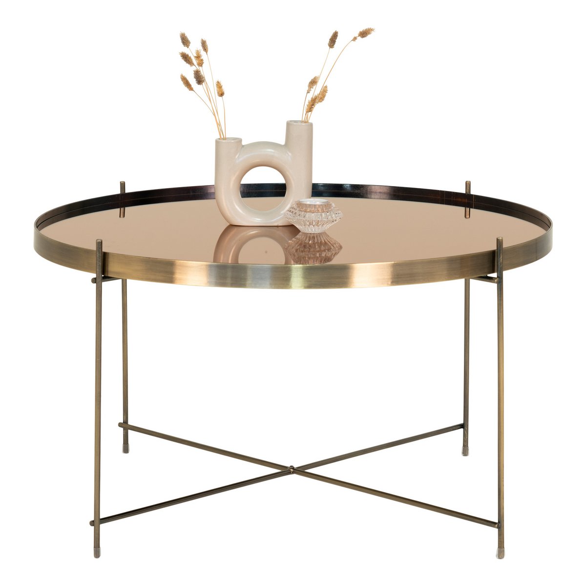 Venezia Coffee Table - Salontafel in messingkleurig staal met glas ø70xh40cm