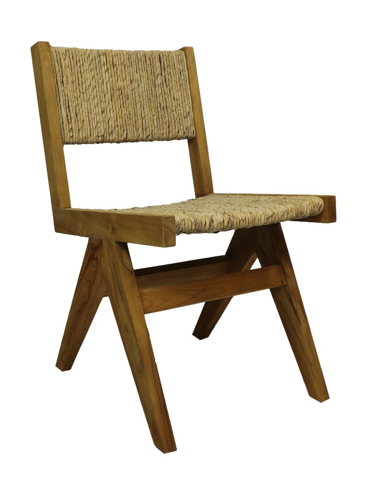 Eetkamer stoel - 45x48x80 - Naturel - Teak/bananenblad