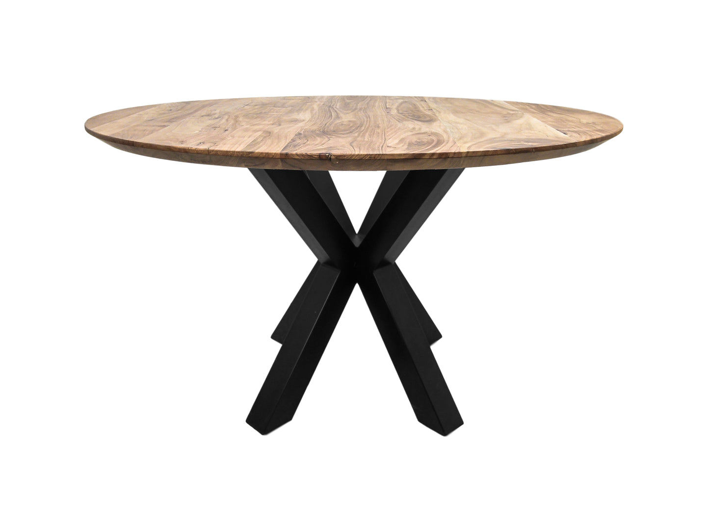 Eettafel Zurich rond - ø130x76 - Oakland tafelpoten - Acaciahout/metaal