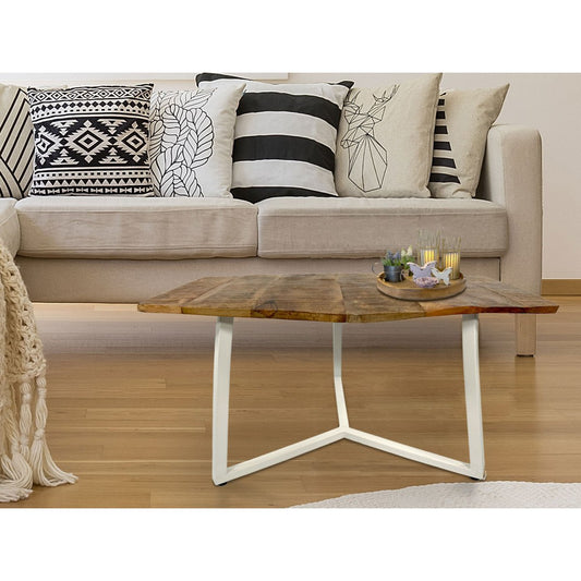 Bijzettafel 56 x 47 cm duurzame woonkamertafel salontafel Leuk metalen frame zwart wit