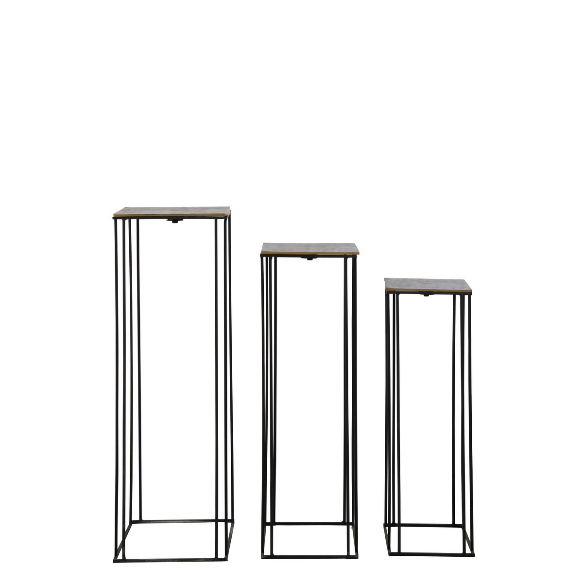 J-Line Set Van Drie Bijzettafels Hoog Aluminium Goud/Zwart