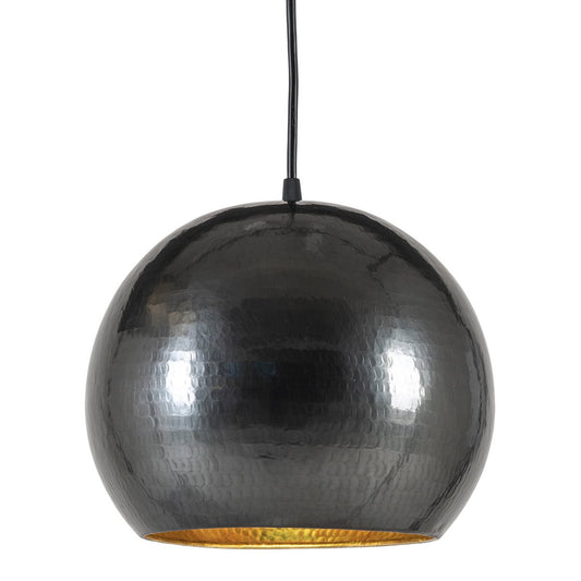 Albi Ball Lamp - Donkergrijze gehamerde lamp, glanzend koper binnen Ø25 cm. E27-fitting