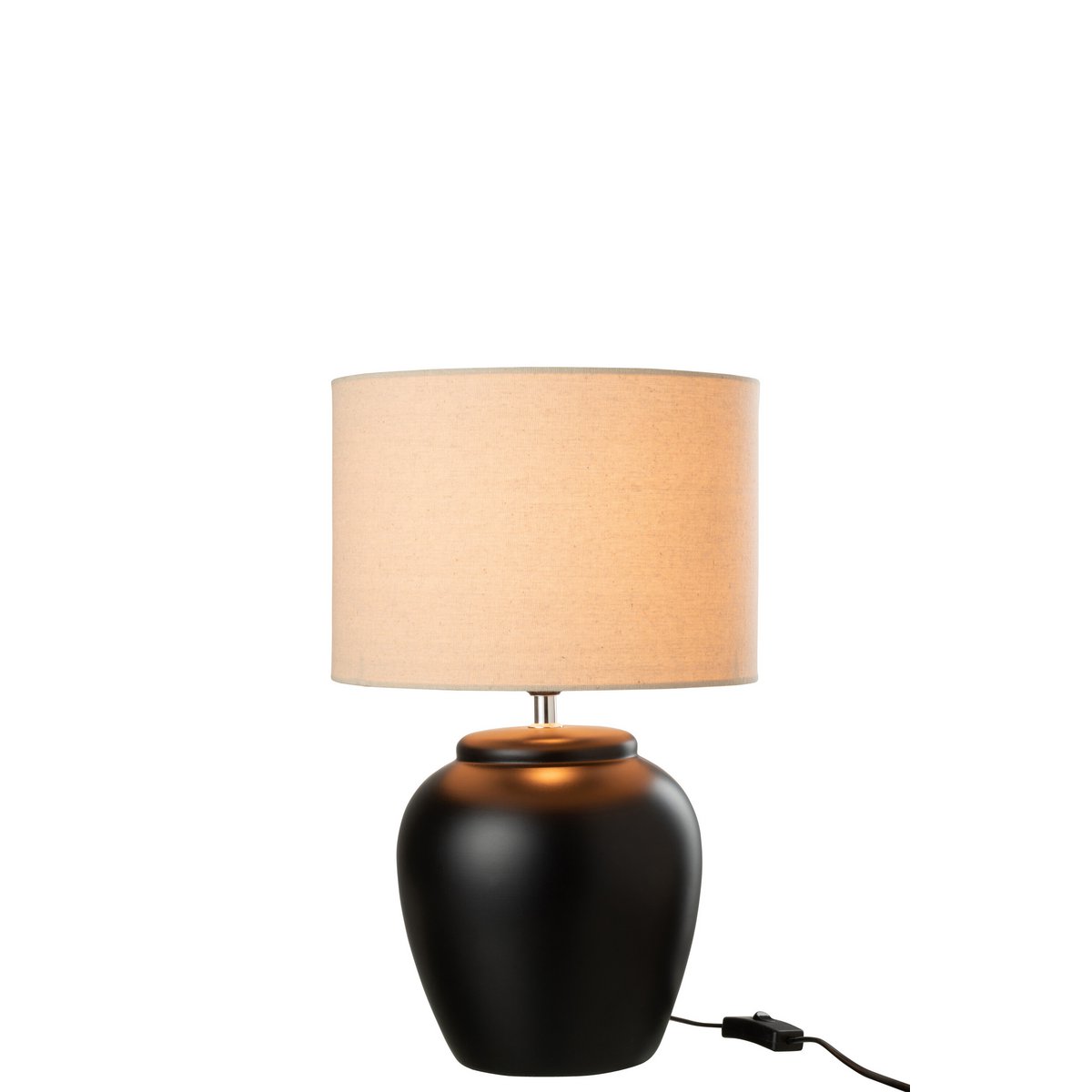 J-Line Lamp Meli + Kap Keramiek Linnen Zwart Small