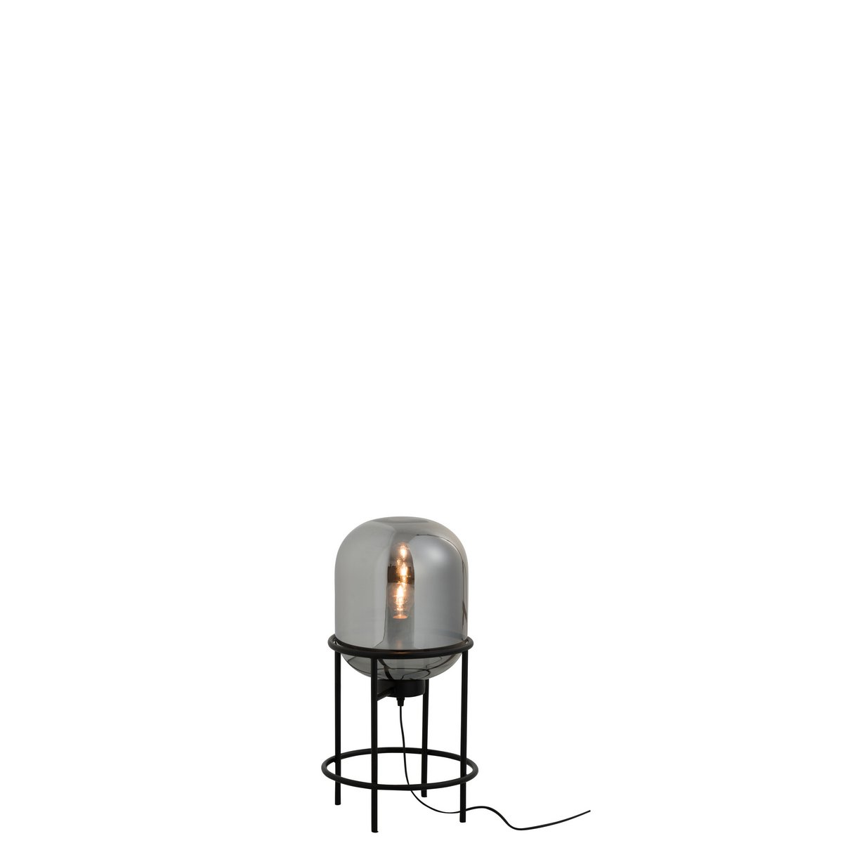 J-Line Lamp Op Voet Sasha Glas/Metaal Zilver/Zwart Small