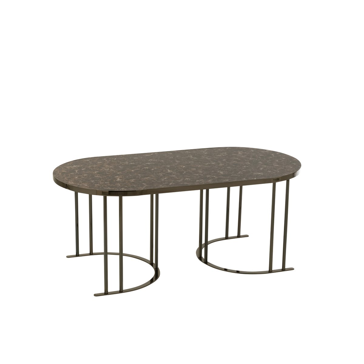 J-Line Set Van 3 Salontafels   Zilver/Bruin Metaal/Mdf - 120.00 x 60.00 x 48.00 cm