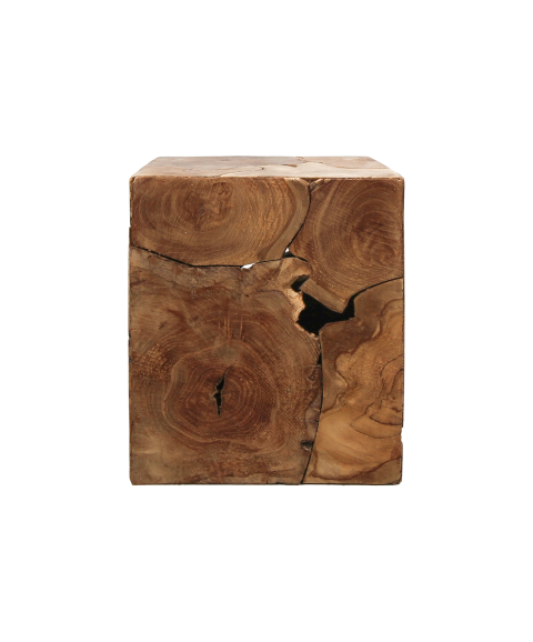 Kubus bijzettafel - 30x30 cm - teak - natural wax