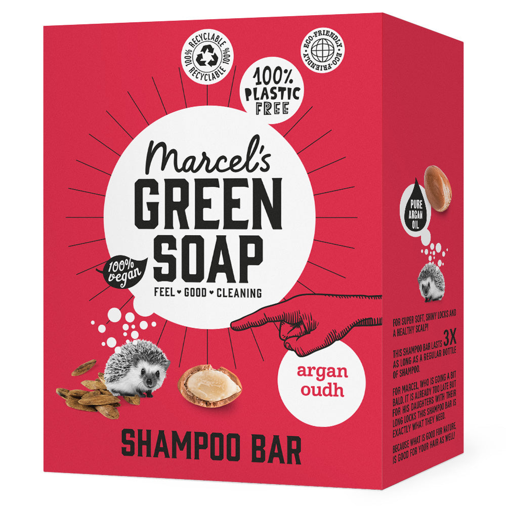 Marcel's Green Soap Shampoo Bar Argan & Oudh verpakking