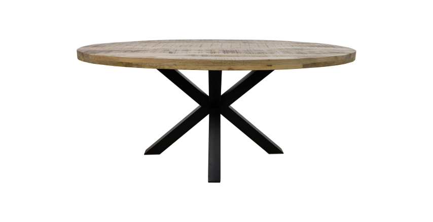 Ovale eettafel Portland - 200x100 cm - mangohout/ijzer